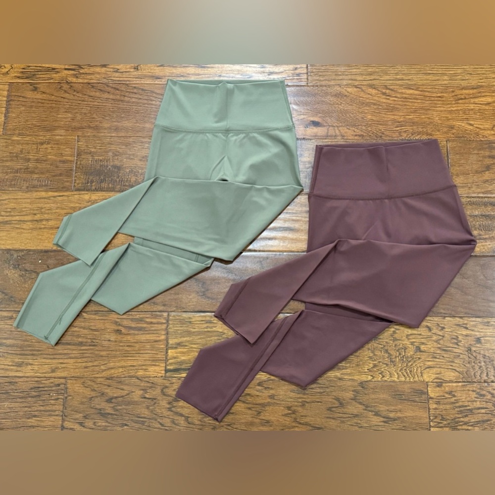 TWO PAIR of Aerie Chill. Play. Move. High Rise Leggings (Green AND Mauve)
